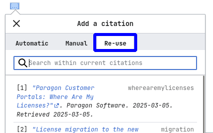 File:Screenshot of re-use reference button in visual editor.png