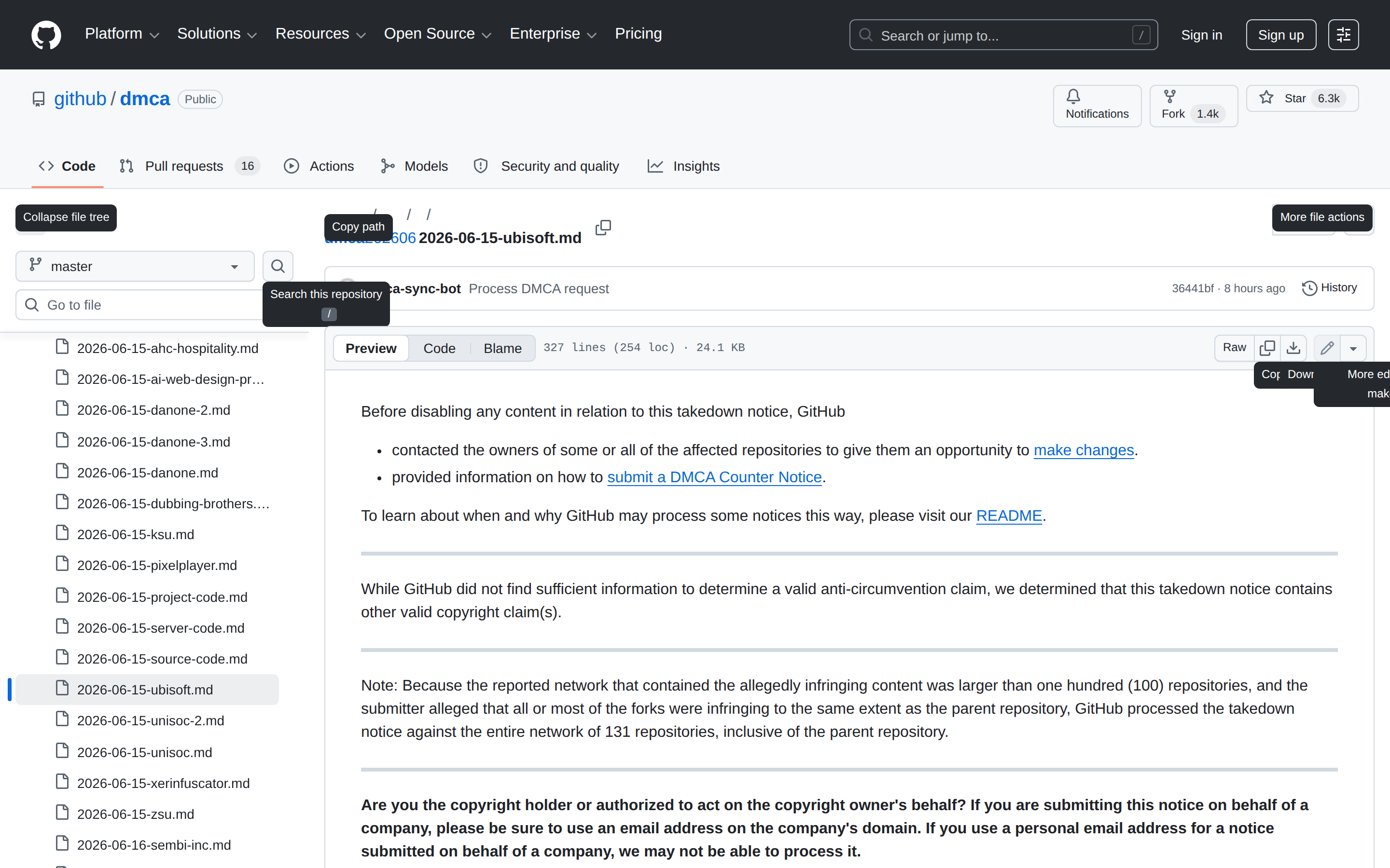 File:Ubisoft Slopsmith DMCA notice GitHub determination.png