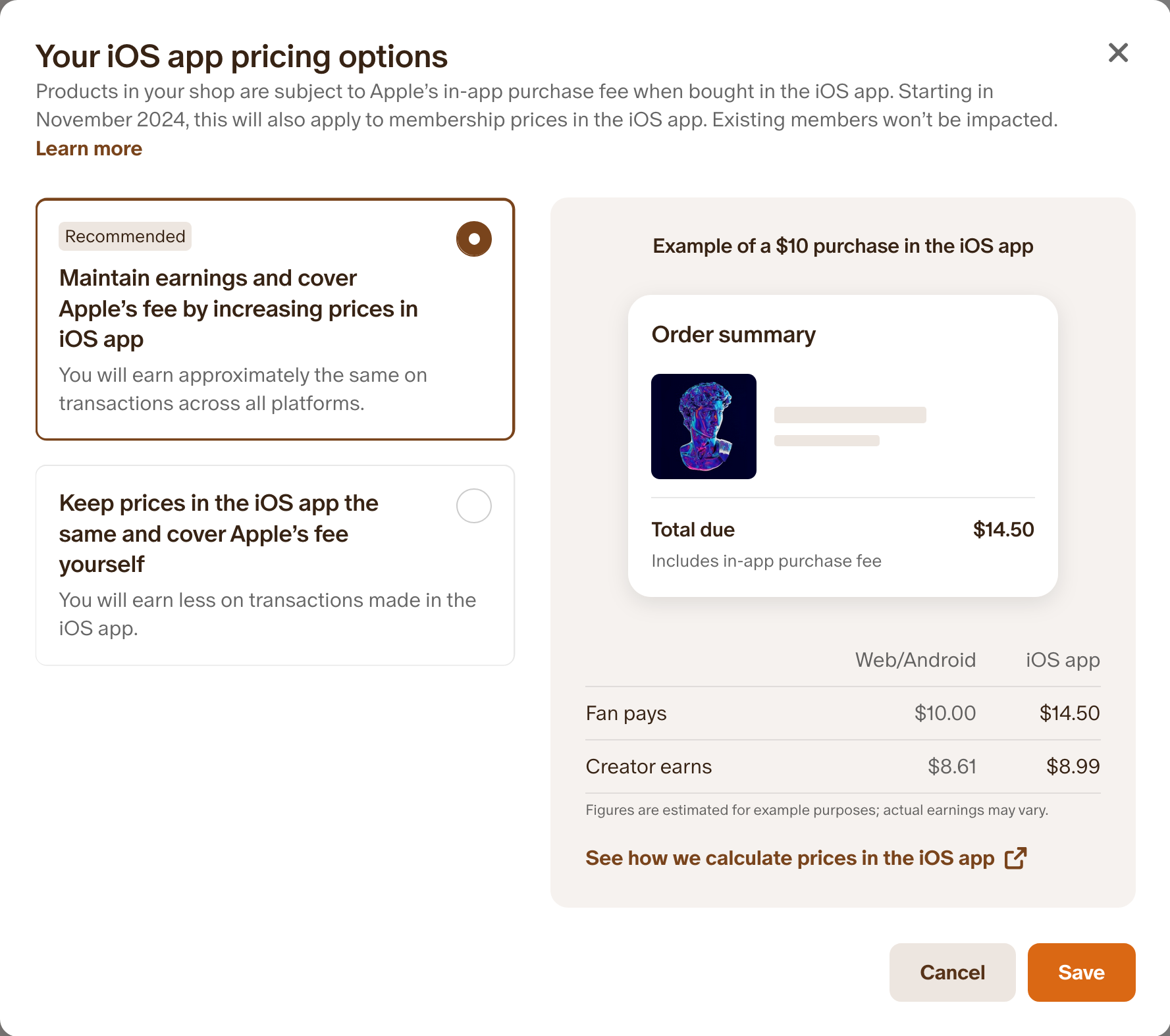 File:Patreon iOS app pricing options - fee on top.png