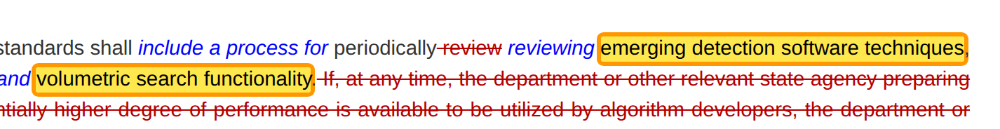 As amended June 15, 2026, AB 2047 directed the state to periodically review emerging detection techniques, naming volumetric search functionality among them. The word volumetric appears nowhere in the version the Senate passed. California Legislative Information, AB 2047.