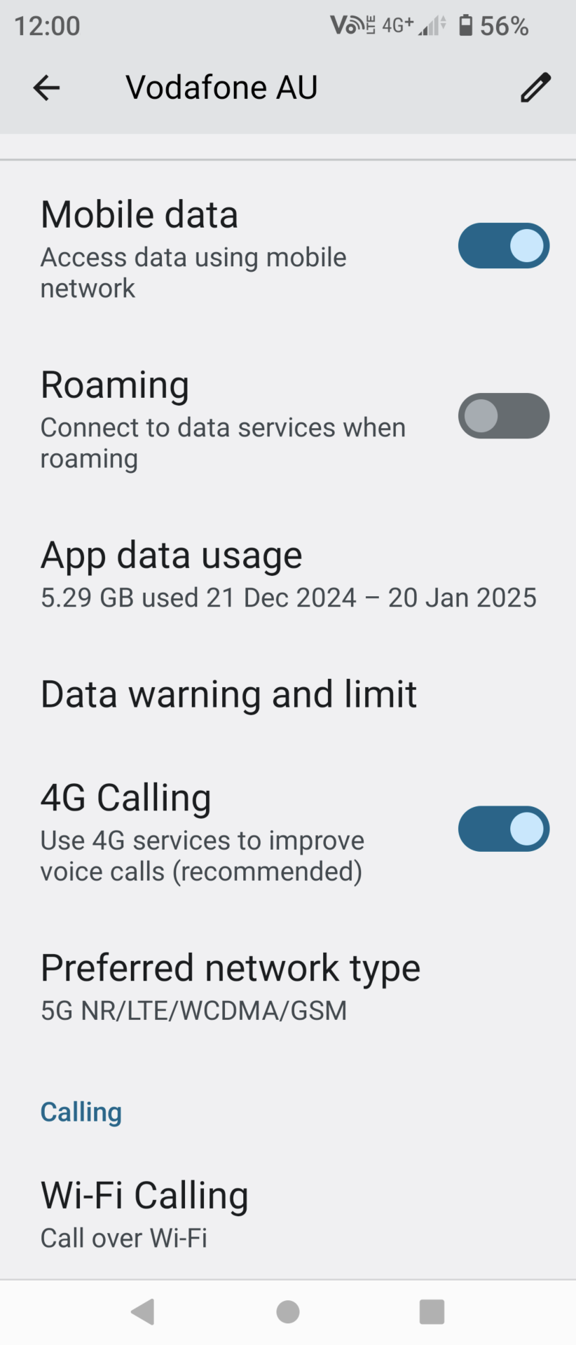 File:VoLTE Settings - Android 12 - Xperia 1 II.png