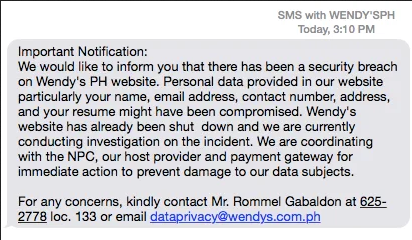 File:Wendy's 2018 cybersecurity leak customer notification alert.png