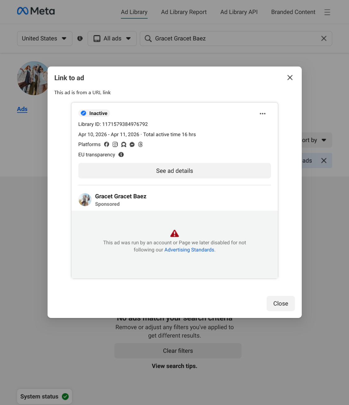 File:Meta ad library Gracet Gracet Baez account status.png