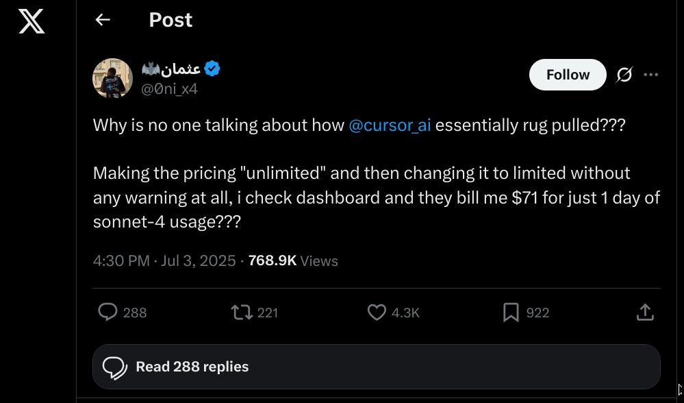 File:X post on CursorAI.jpg